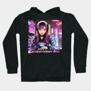 Female DJ Japanese Cyberpunk Vibes! Hoodie